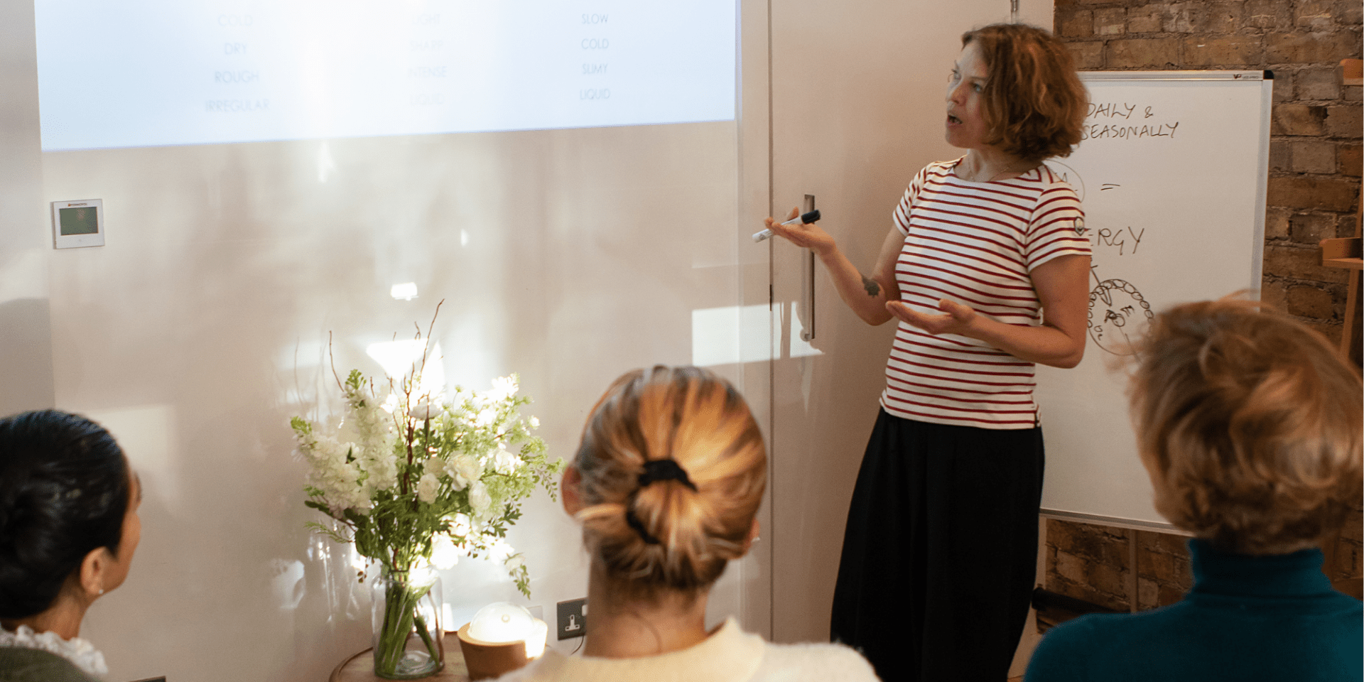 Anu Paavola teaching students of ayurvedic diet and lifestyle